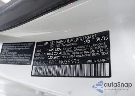 2014 Mercedes-Benz Cla 250 из США, поврежденный, VIN WDDSJ4EB3EN039608